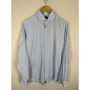 Strellson Slim Fit Men 15.5 39 Long Sleeve Shirt Blue Italian Fabric Capelli